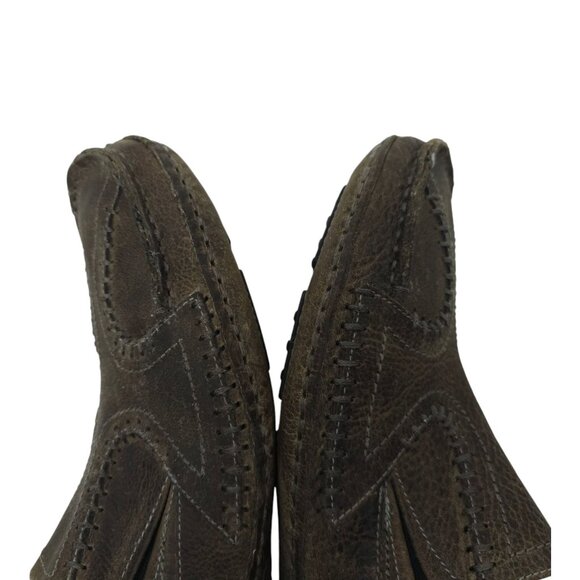 Bed Stu Distressed Leather Stitched Driving Mocs Mens 12 Gray Slip On Loafer - Picture 10 of 16